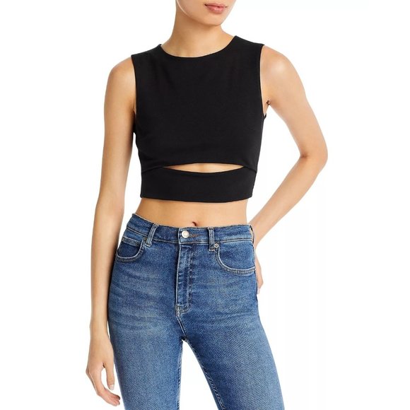 FORE Front Cut Out Cropped Tank Top - Black - NWT - Size Medium - Picture 1 of 3